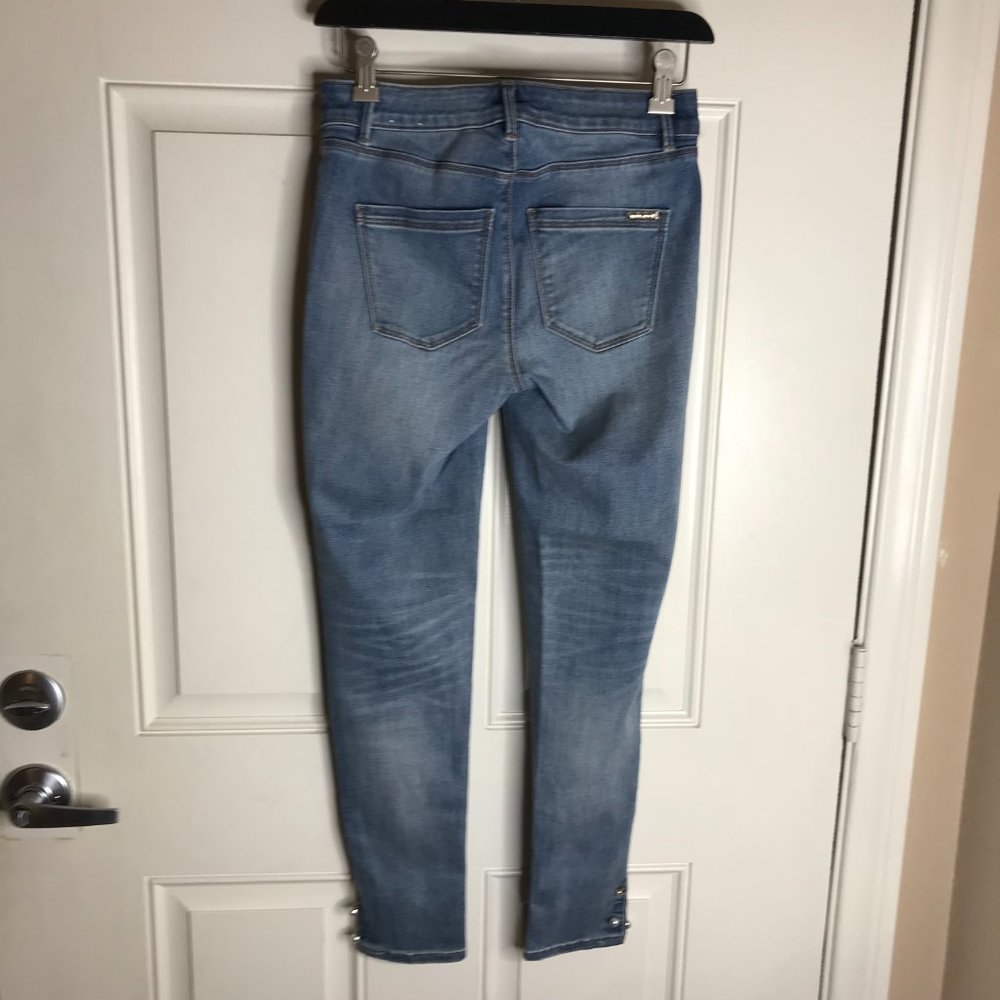 White House Black Market Women's The Skinny Crop Jeans Pearl Accent Blue~Size 00 - Picture 4 of 9